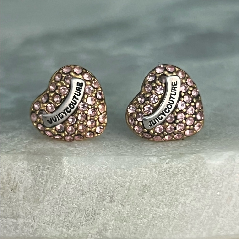 Juicy Couture Crystal Stud Earrings | Pink OS